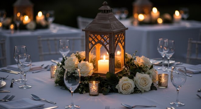 Elegant outdoor table setting - Powered by Adobe