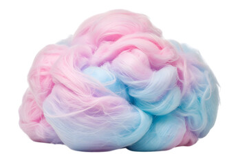 Photo of fluffy pink and blue cotton candy isolated on white background