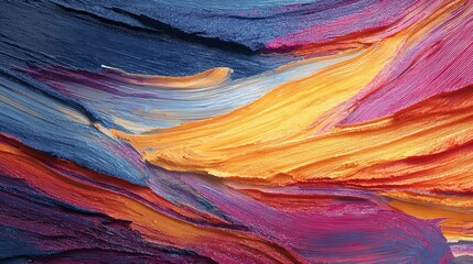 Colorful strokes of thick paint creating an abstract, vibrant, textured landscape