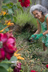 Senior woman gardening Flowers