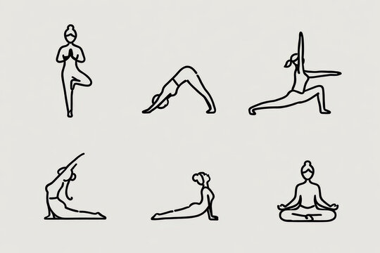 Serene yoga poses illustration for wellness, fitness, and mindful living content