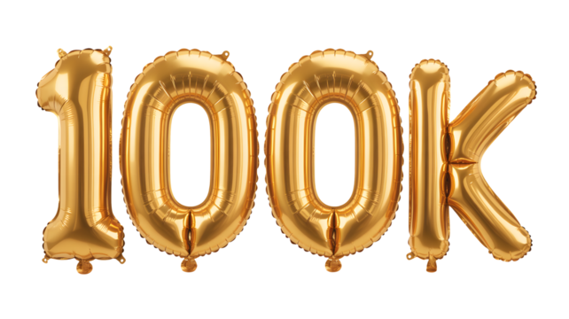 Celebrate reaching 100K followers with these golden balloons of achievement
