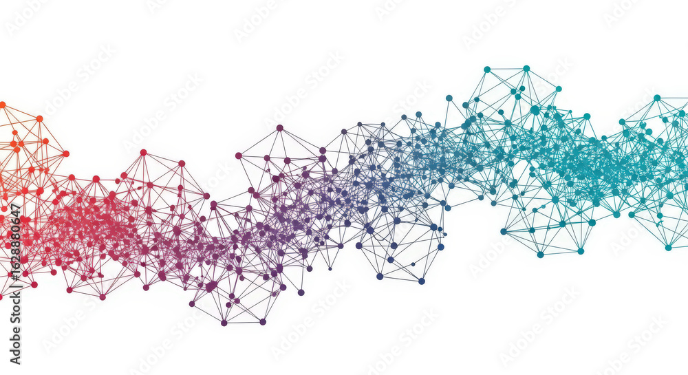 Poster abstract network connection with interconnected dots and lines forming a complex structure against a