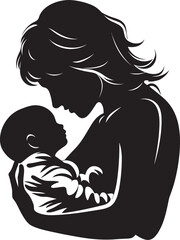 Simple Mother and Baby Silhouette Logo Design Woman Holding Baby Vector Logo Icon Design