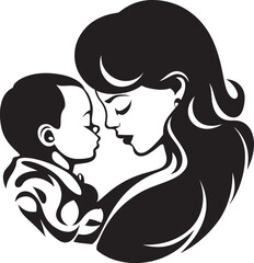 Elegant Woman Cradling Infant Vector Logo Icon Vector Logo Woman Holding Baby Silhouette Black