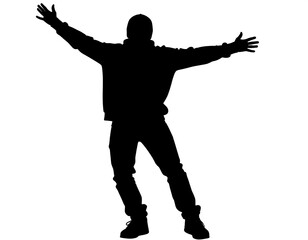 Silhouette of a man celebrating