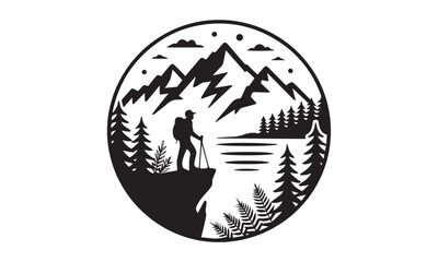 Adventure and Nature Logo Badge – Mountain, Forest, and Wilderness Vector Design
