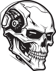 Mechanical Skull Shadow Black Skull Vector Frame