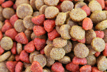 Background full of dry pet food