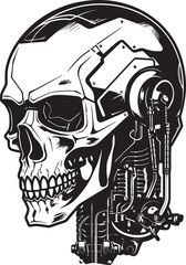 Black SkullBot Outline Mark Vector SkullTech Frame Emblem