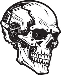 Cyber Skull Shadow Outline SkullBot Fusion Badge