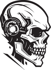 Black Skull Outline Identity Black Skull Vector Gear Logo
