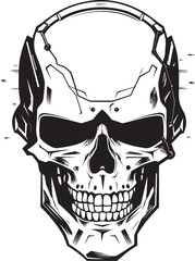 Vector Skull Shadow Identity Mechanical SkullTech Emblem
