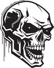 Black SkullBot Mechanical Icon Vector SkullTech Gear Frame