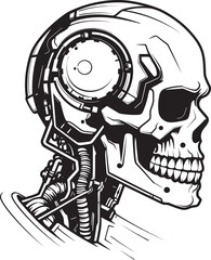 SkullBot Head Machine Badge Black SkullBot Shadow Gear