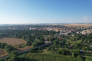 Louny historical town and city center aerial panorama, Ceske Stredohori,Bohemia Czech republic, old town square and streets landmark
