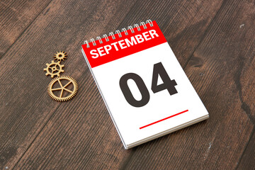 September 4 Displayed on Wooden Calendar, Perfect for Date Highlight,