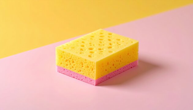 Two-Tone Yellow And Pink Sponge On Contrasting Backgrounds