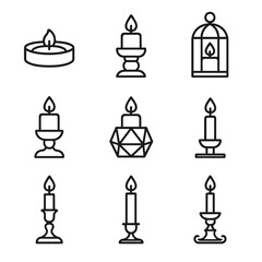 Vector tealight wooden taper tabletop minimalist decor icons icon candle home holder