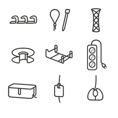 Cord icons desk icon wire cable management power sleeve vector grommet adhesive