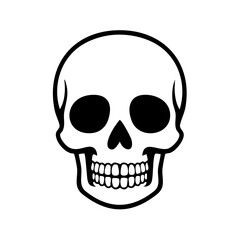 Fototapeta premium Graphic human skull front view icon a symbol of death danger or halloween