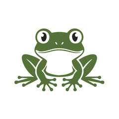 Obraz premium Simplified Green Frog Illustration on White Background Amphibian Sitting Isolated