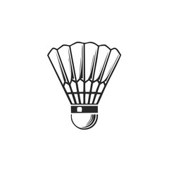 Monochrome graphic of badminton shuttlecock for design or clip art