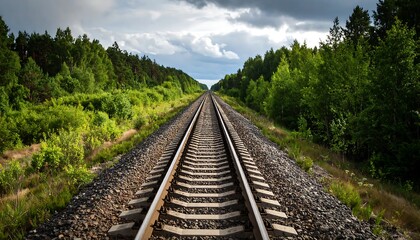 Fototapeta premium Train tracks through a forest