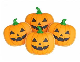 Cheerful Jack-o'-Lantern Pumpkins: A Playful Halloween Illustration