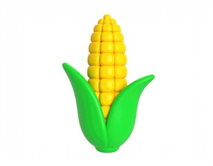 Obraz premium Playful 3D Render of a Corn Cob: Vibrant Yellow and Green