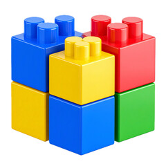 Naklejka premium Colorful plastic toy blocks 3d render illustration isolated on transparent background