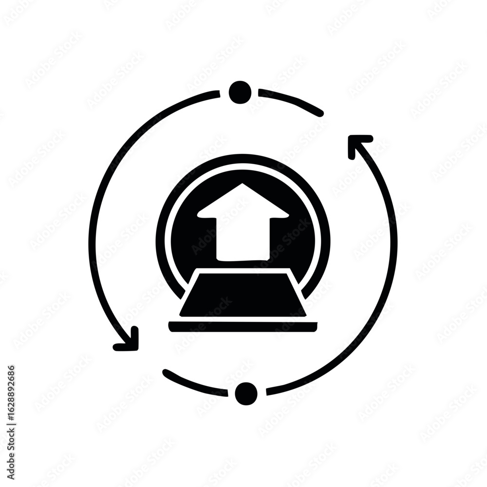 Poster upload refresh cycle arrow icon for continuous digital data process