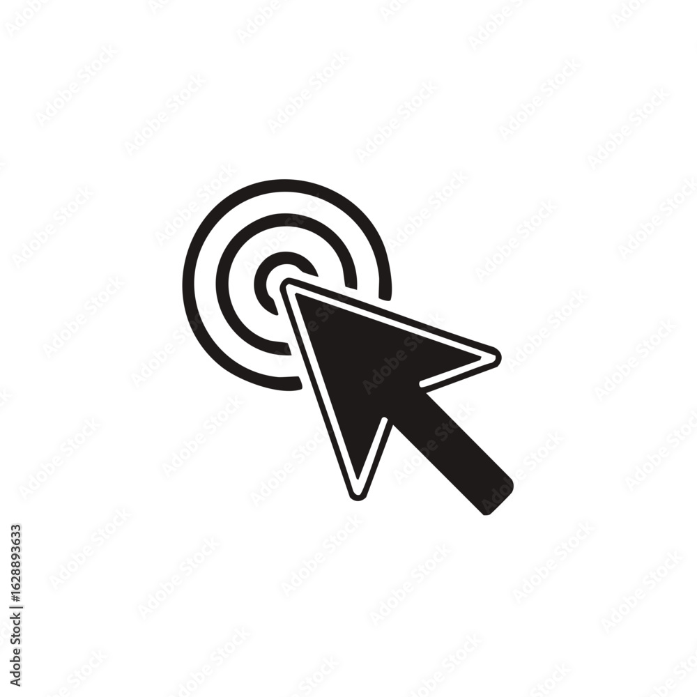 Aufkleber black computer mouse cursor arrow pointer aiming at target bulls eye icon