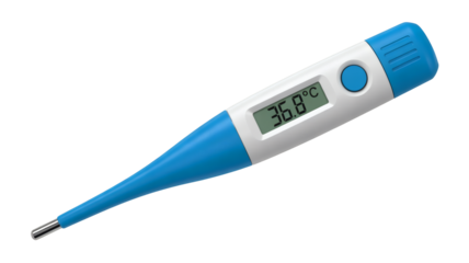 Digital thermometer shows normal body temperature for medical checkup and healthcare concept