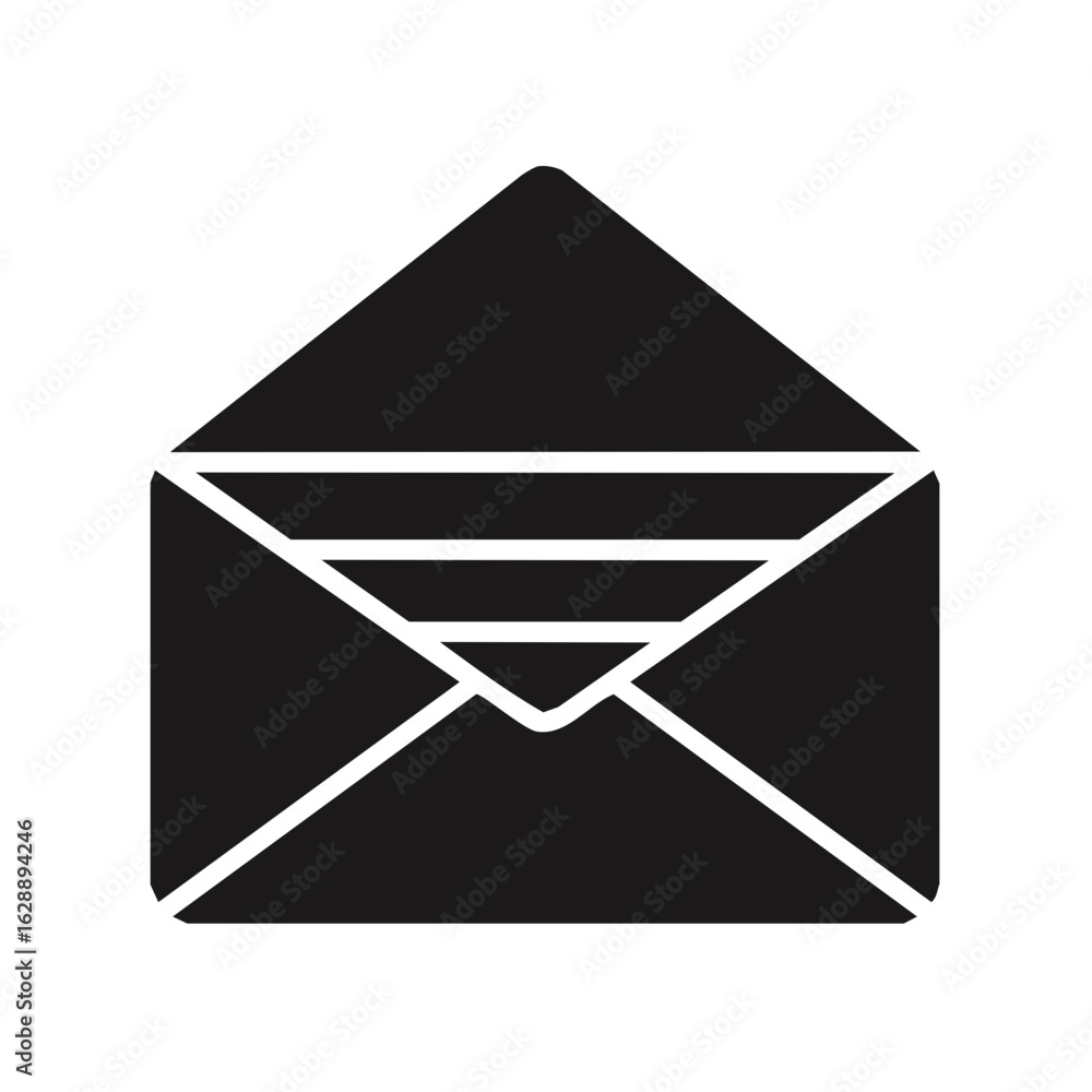 Poster open mail envelope icon with a letter for message and communication