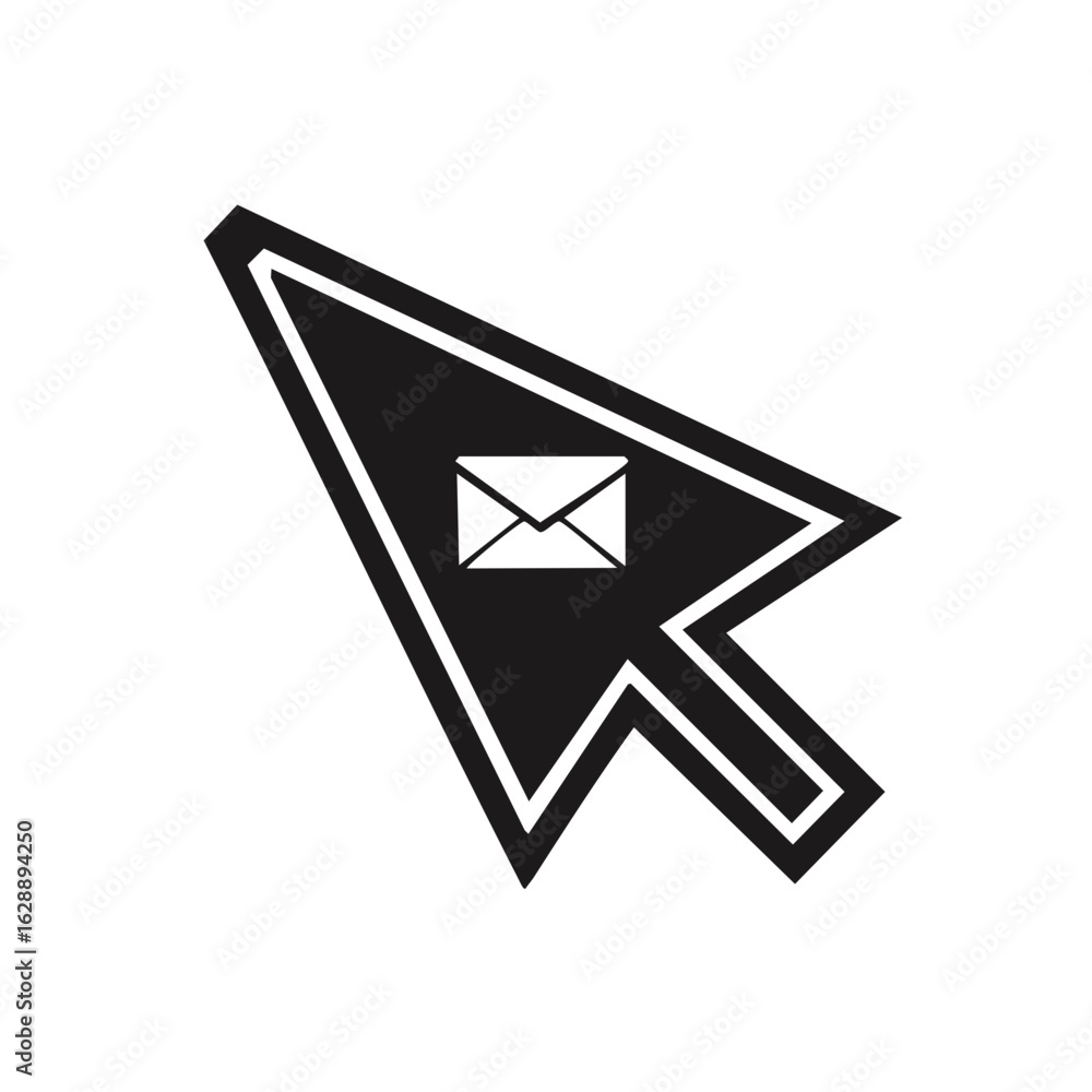 Poster cursor with envelope inside. digital symbol representing communication and messaging.