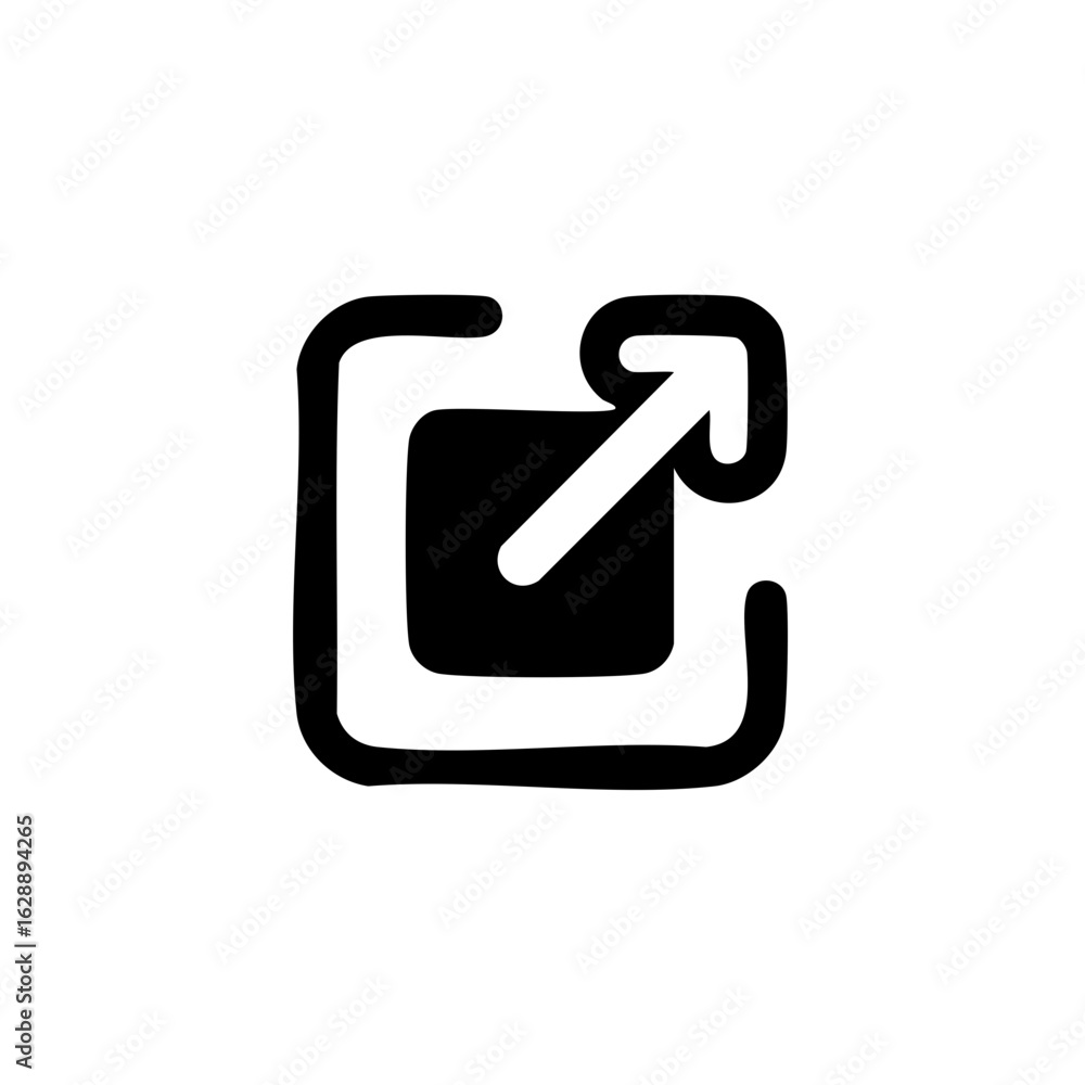 Poster hand drawn arrow pointing outside of a box in vector format