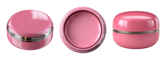 Pink Cosmetic Containers Isolated on Transparent Background for Design