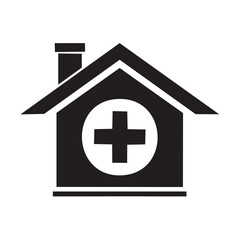 Fototapeta premium Simple House Icon with Medical Cross Symbol for Healthcare and Emergency Services