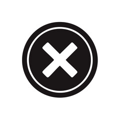 Fototapeta premium Black and white X mark icon in a circle. Symbol for close, delete, cancel, wrong, or error.