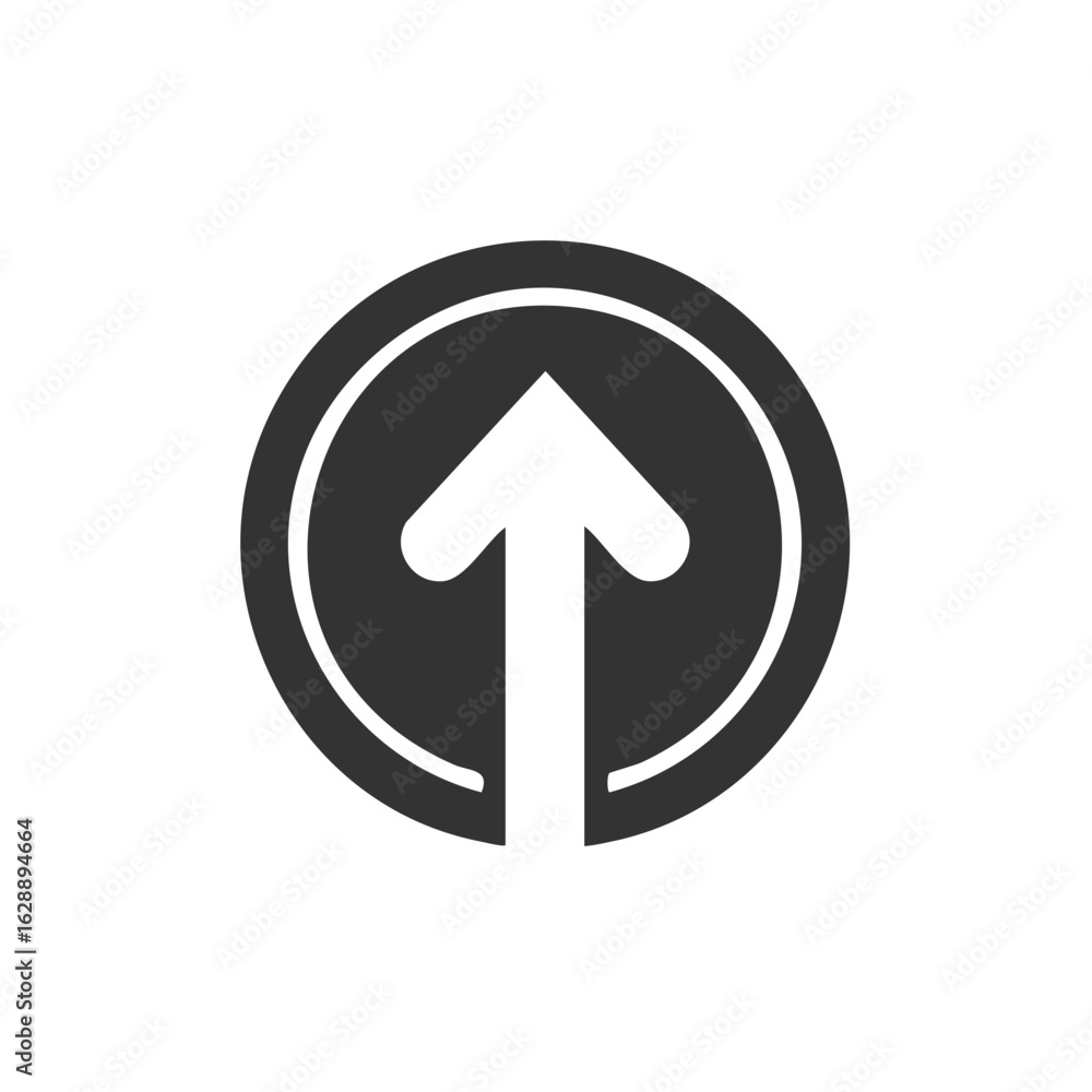 Poster directional arrow symbol inside a circular shape with guidance
