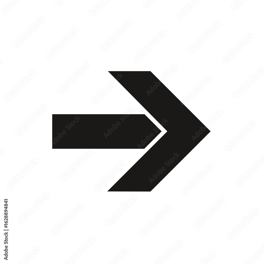 Poster black directional arrow shape pointing to the right with sharp geometric edges