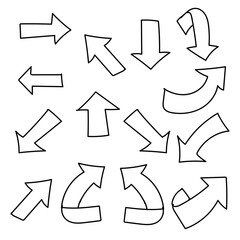 Hand Drawn Arrow Set – Doodle Style Directional Arrows Collection for Design and Infographics.
