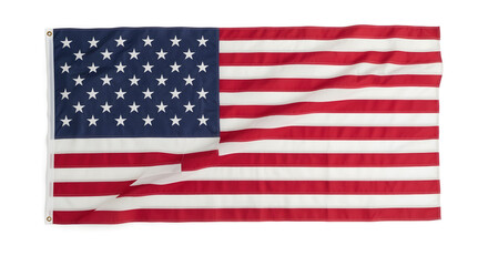 Fototapeta premium Patriotic American Flag with Red and White Stripes and Blue Stars on White Isolated Background