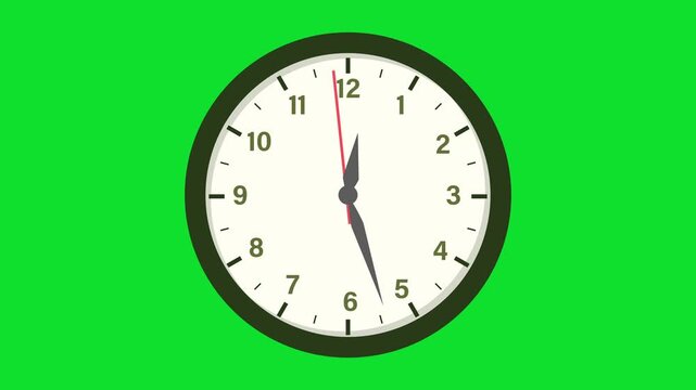 Analog clock animation 24 hours loop able. Analog new wall clock with rotating arrows. Animated clock hands rotating in seamless loop.