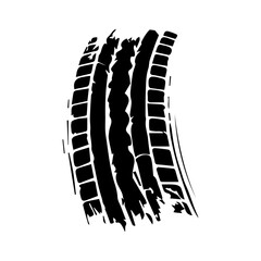 Grunge track, tires stamps. Wheel braking marks, car or motorcycle tread, motorsport, racing.