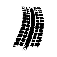 Grunge track, tires stamps. Wheel braking marks, car or motorcycle tread, motorsport, racing.