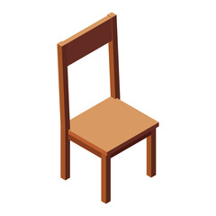 Isometric chair. Wooden chair. Isometric dining room furniture. Isometric furniture