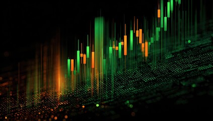 Abstract digital chart with vibrant green and orange bars