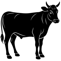 Standing Cow Silhouette | Farm Animal Vector Art